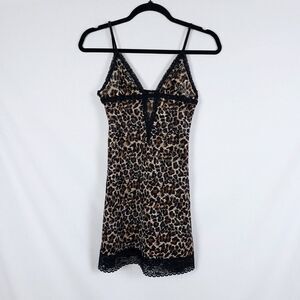 Victoria's Secret Y2K Lingerie Slip Dress Womens M Leopard Indie Sleaze Festival